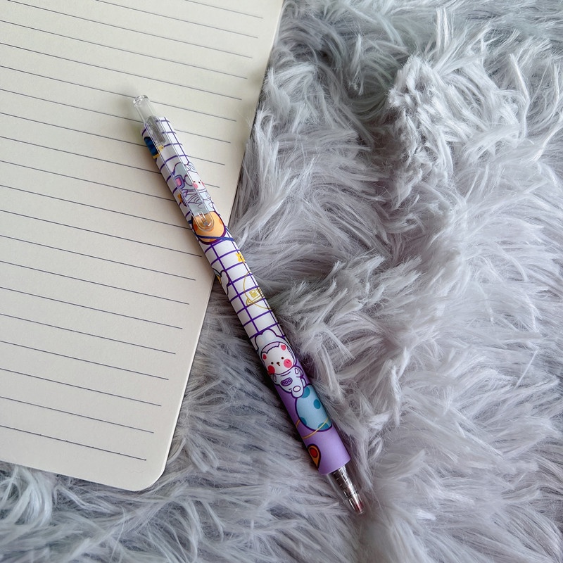 Bộ 6 Bút Mực Đen Dạng Nhấn Hình Chú Gấu Dễ Thương Cho Học Sinh Nữ