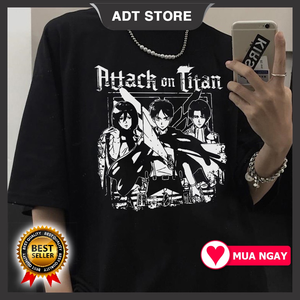 Áo thun Unisex  in hình anime Attack on Titan Tian -Levi - Eren - Mikasa manga độc đẹp siêu HOT giá rẻ