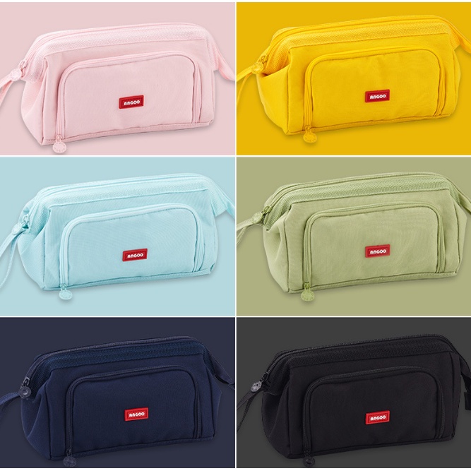 Túi Đựng Bút Bằng Vải Canvas Hai Lớp Sức Chứa Lớn Đa Năng Đơn Giản Ốp