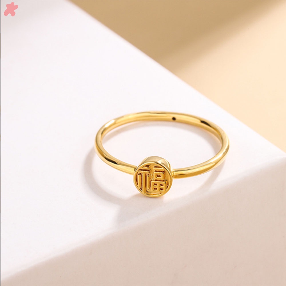 ☆☆☆1 Nhẫn Thép Titan Thiết Kế Đơn Giản Phong Cách Trung Hoa Cho Nữ