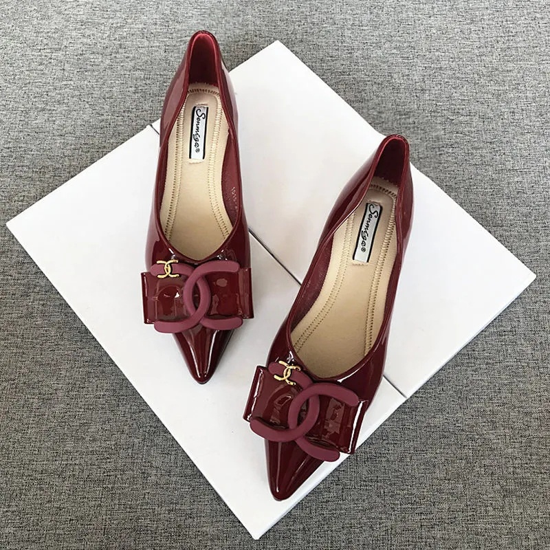 Giày Búp Bê Da Bóng Mũi Nhọn Đế Mềm Thoải Mái Thời Trang Xuân Thu 2022 Size 33-48