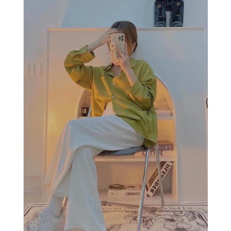 [RẺ VÔ ĐỊCH] Set áo sơ mi xanh mix quần kaki trắng | BigBuy360 - bigbuy360.vn