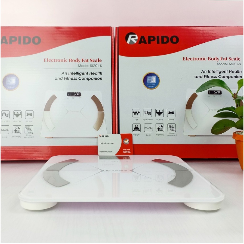 Cân sức khỏe thông minh Rapido RSB01-S Có bluetooth - Hàng Chính Hãng Bảo Hành Toàn Quốc 12 Tháng