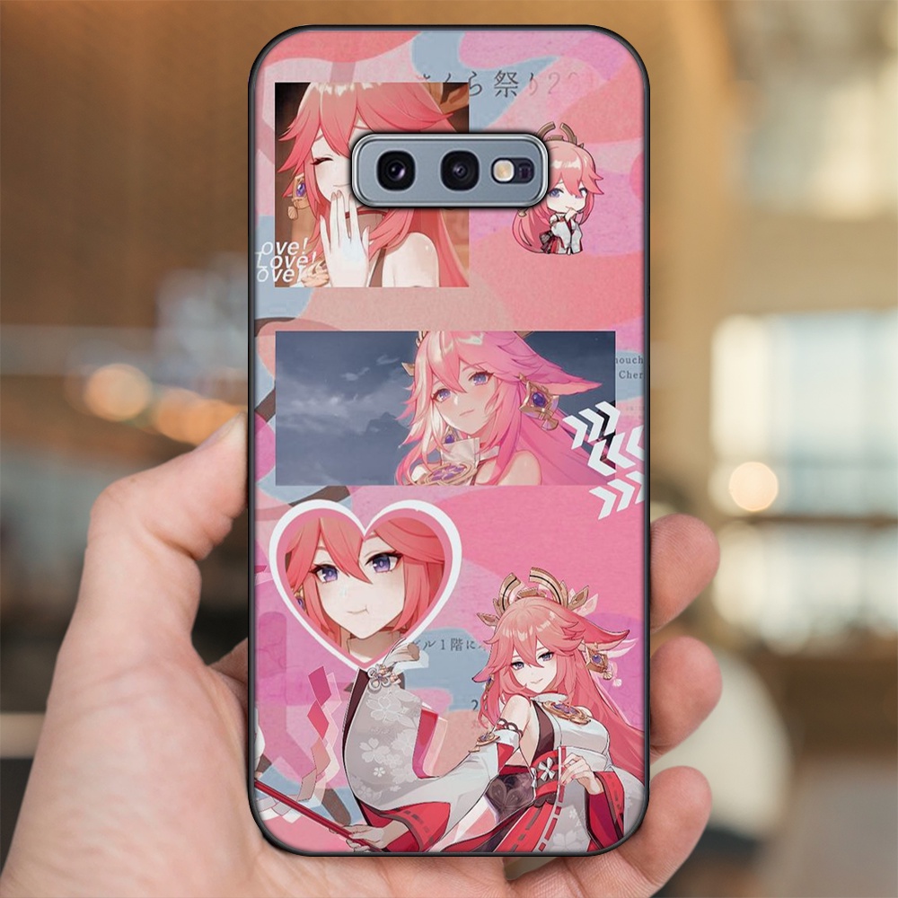 Ốp lưng Samsung S10e viền đen in hình Yae Miko Genshin Impact