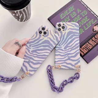 Ốp iphone ngựa vằn tím kèm dây đeo tay