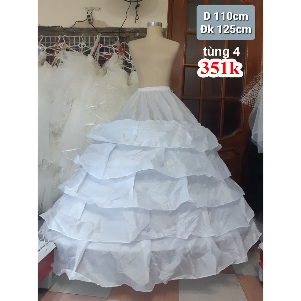 Tùng váy cưới cô dâu 4 tầng thép bèo dài