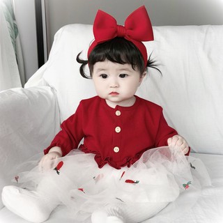 Váy dâu tây bé diện tết