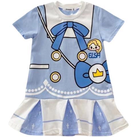 Đầm Thun Tay Ngắn In Họa Tiết Hoạt Hình Đáng Yêu Thời Trang Hè 2022 Cho Bé Gái