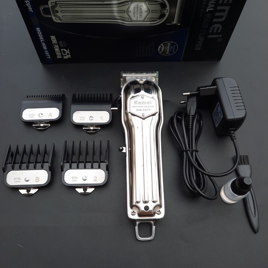 Tăng Đơ Cắt Tóc Chấn Viền Chuyên Nghiệp Kemei 1977 Pin Lithium 2500mAh Dành Cho Salon Tông Đơ Hớt Tóc Cao Cấp