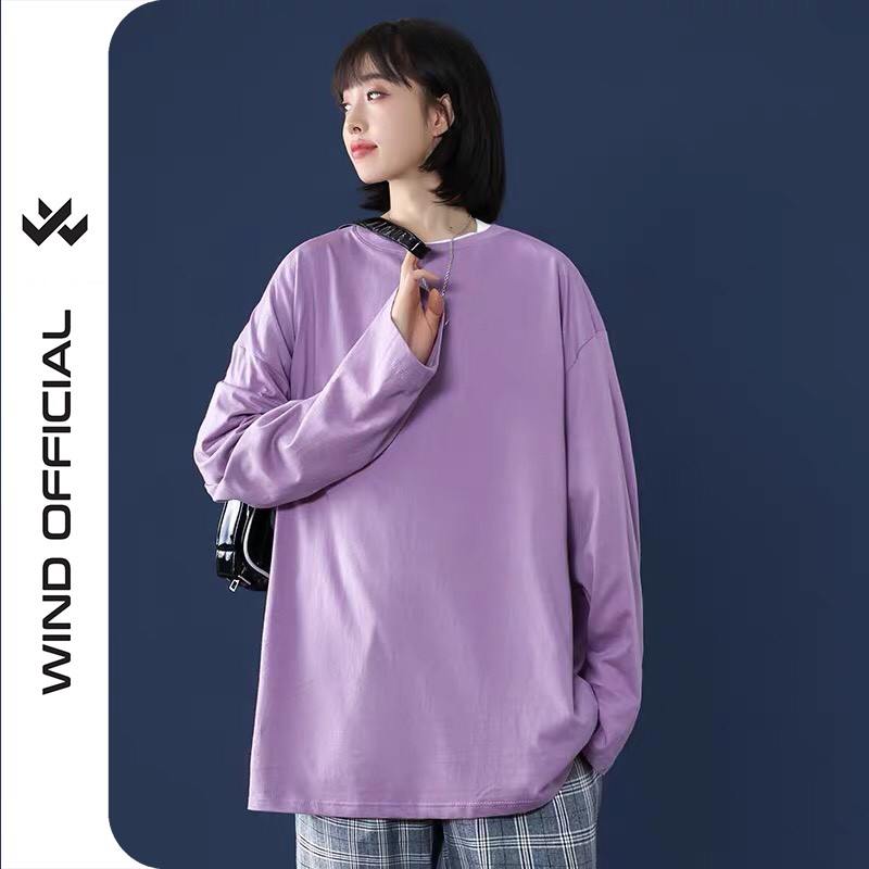 Áo thun tay dài WIIS phông unisex form rộng Trơn nam nữ sweater oversize ulzzang