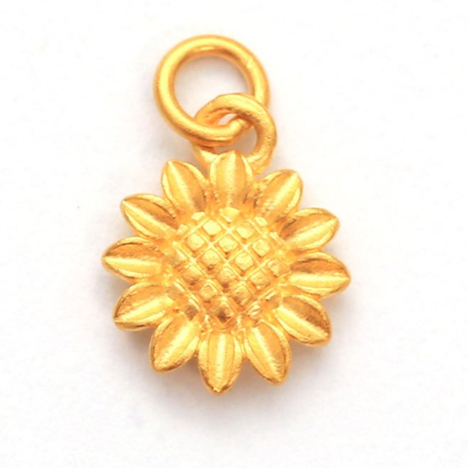 Mặt dây Vàng 24K Hoa hướng dương - Ancarat - Dây handmade miễn phí