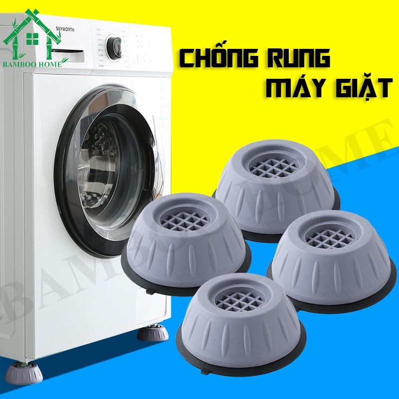 Bộ 4 miếng đệm cao su chống rung máy giặt BAMBOO HOME, đế chống ồn máy giặt, chống trơn trượt có thể chịu áp lực cao