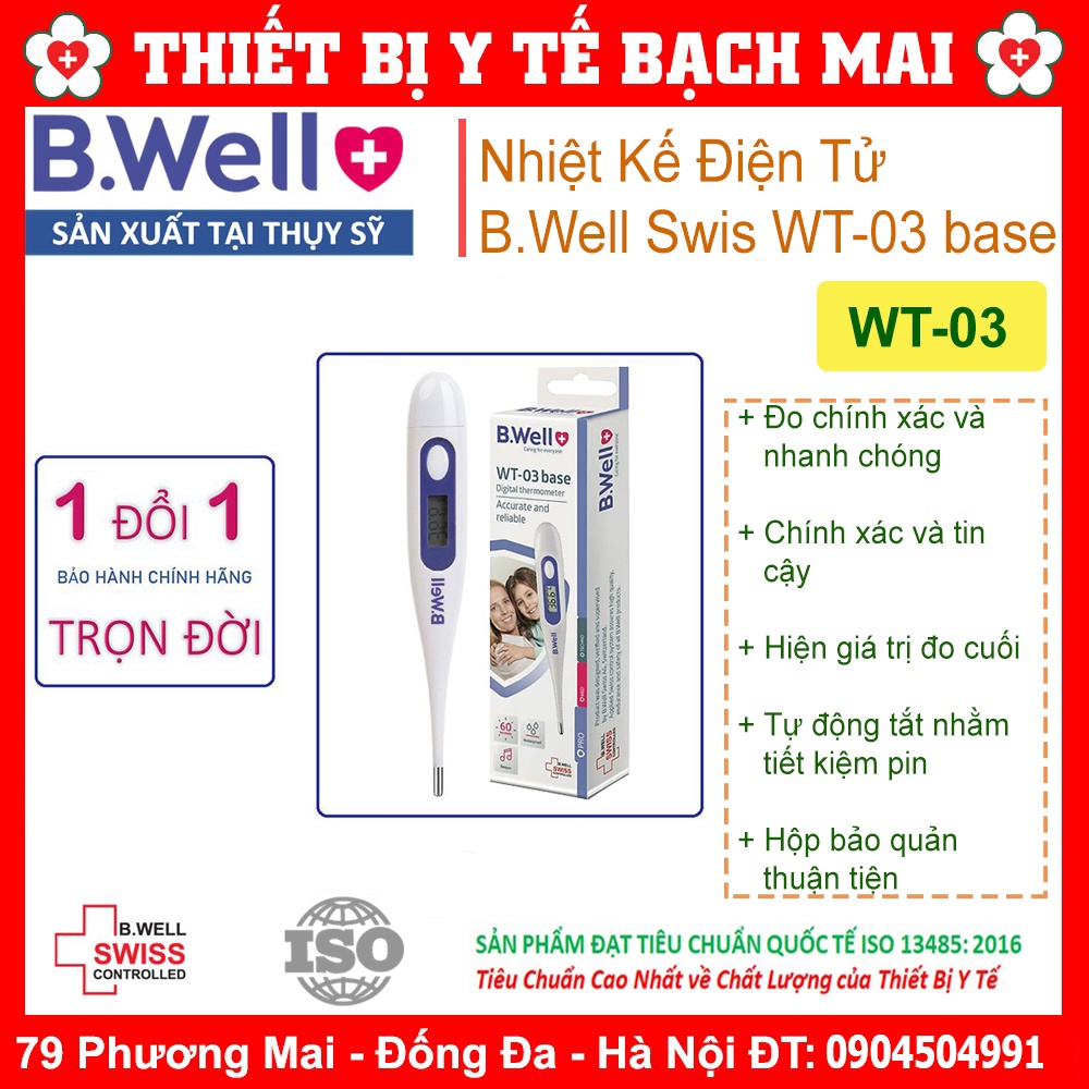 Bảo Hành 1 Đổi 1 Trọn Đời | Nhiệt Kế Điện Tử Bwell Swiss WT-03 Dạng Bút