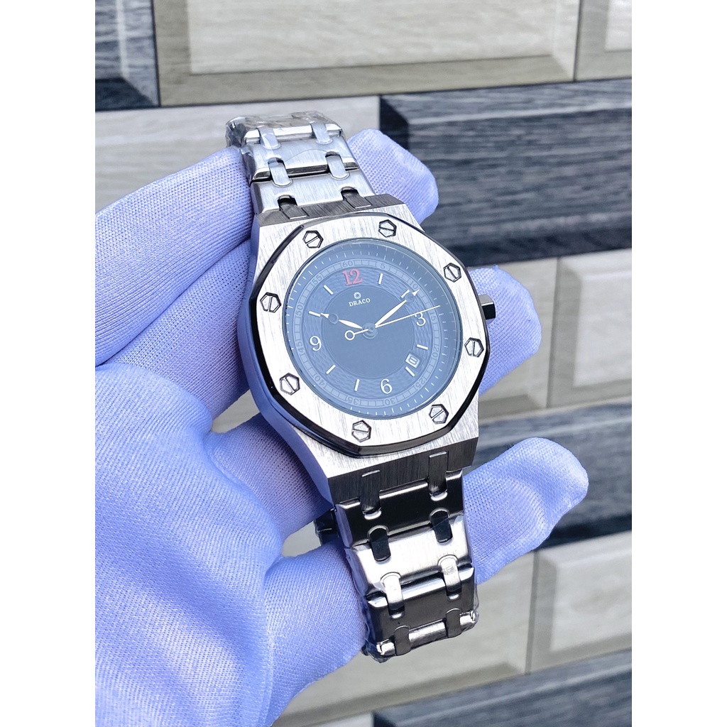 Đồng hồ nam Draco D22-DR05 “Wellerman” đen kết hợp chất liệu dây da bò màu nâu - thời trang nam thể thao