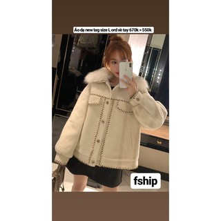 Áo khoác dạ cổ lông thỏ