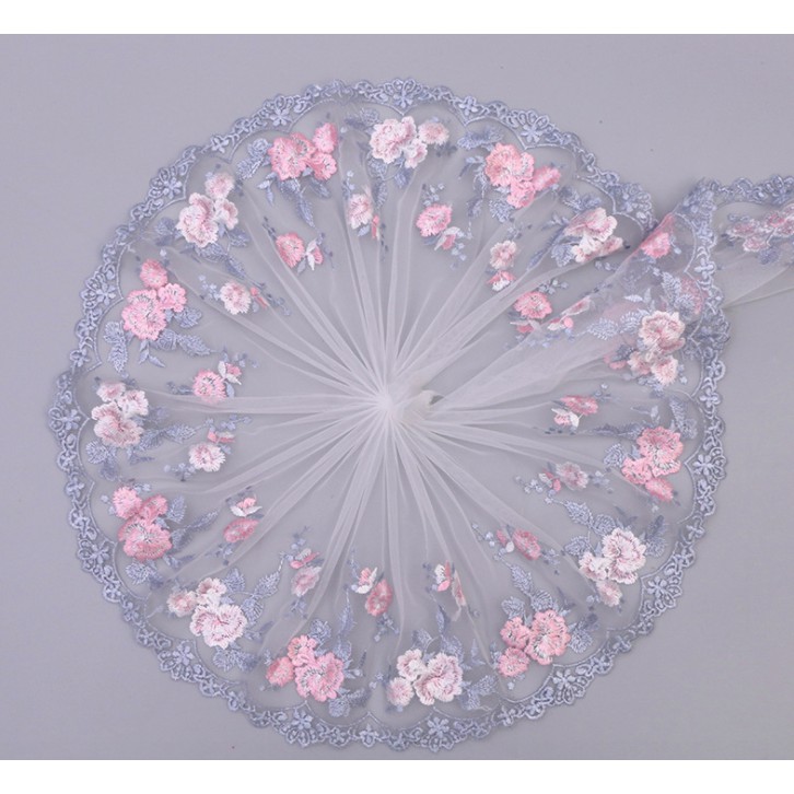 Ren Thêu Hoa Hồng loại đẹp bản rộng 20cm x50cm may đồ búp bê Adhshop