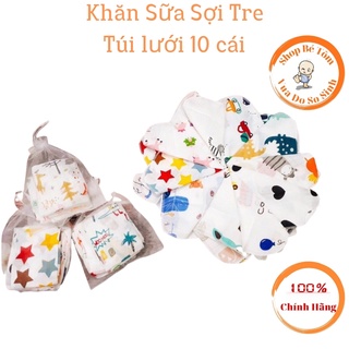 Khăn sữa sợi tre set 10 khăn aden anais túi lưới mềm mại kháng khuẩn cho bé
