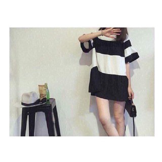 Đầm suông phối màu dễ thương - 5523A [Hình thật]