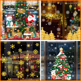 [HỎA TỐC] Decal Noel cây thông trang trí trên cửa kính có keo sẵn dễ dán - Decal trang trí noel văn phòng đẹp TPHCM