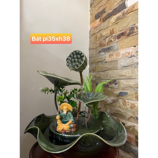 Đài phun nước- Thác Nước Đài Sen phong thủy gốm sứ Bát tràng