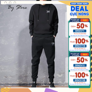 Bộ nỉ nam nữ thể thao thu đông adidas siêu dày, bộ hoodie nam nữ cực ấm đủ size từ 45kg-85kg