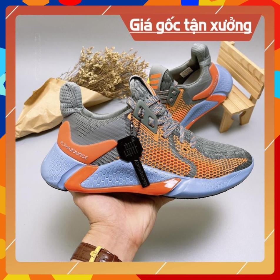 [FreeShip+Giá Hủy Diệt] Giầy Alphabounce xịn sò Full phụ kiện, Giày Sneaker Alphabounce 2020 xám cam , Hót trend