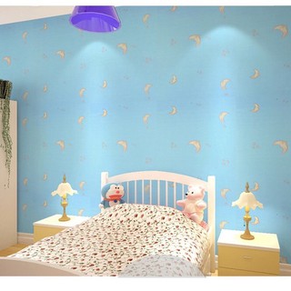 DECAL 1m Giấy dán tường khổ rộng 45cm ( có sẵn keo ) - TRẮNG VÀNG NỀN XANH ELL124