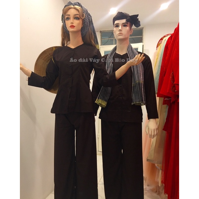 áo bà ba nâu nam nữ kate