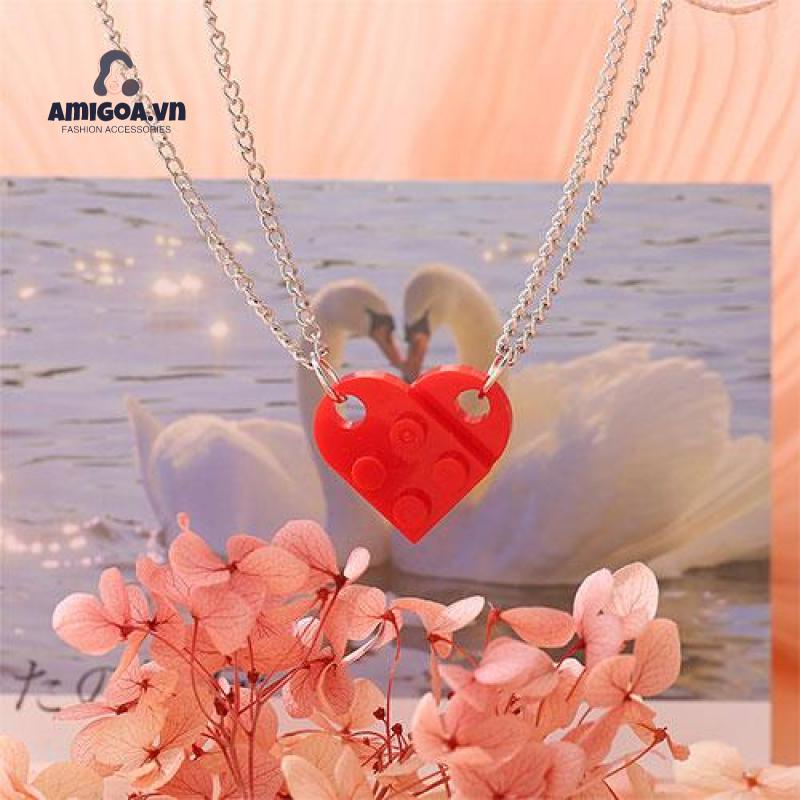 Vòng cổ Mặt Hình Trái Tim Có Thể Tháo Rời Phong Cách Hip Hop Thời Trang Cho Cặp Đôi
