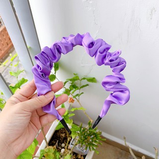Cài tóc vải scrunchies màu trơn lụa bóng