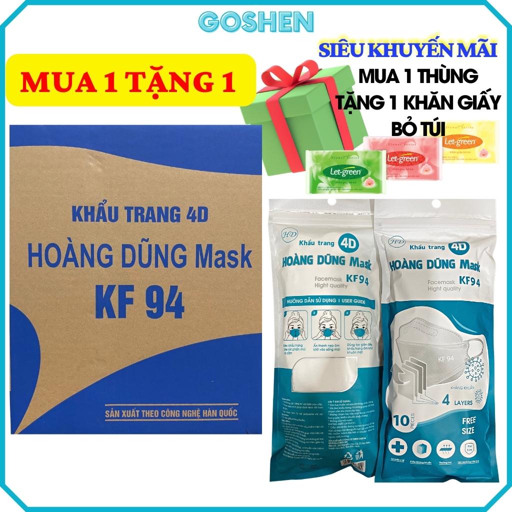 Sỉ 1 thùng 300 cái Khẩu Trang Y Tế Kháng Khuẩn 4D Hoàng Dũng Mask KF94, Đạt Chuẩn Hàn Quốc, Kháng Khuẩn, Chống Bụi Mịn