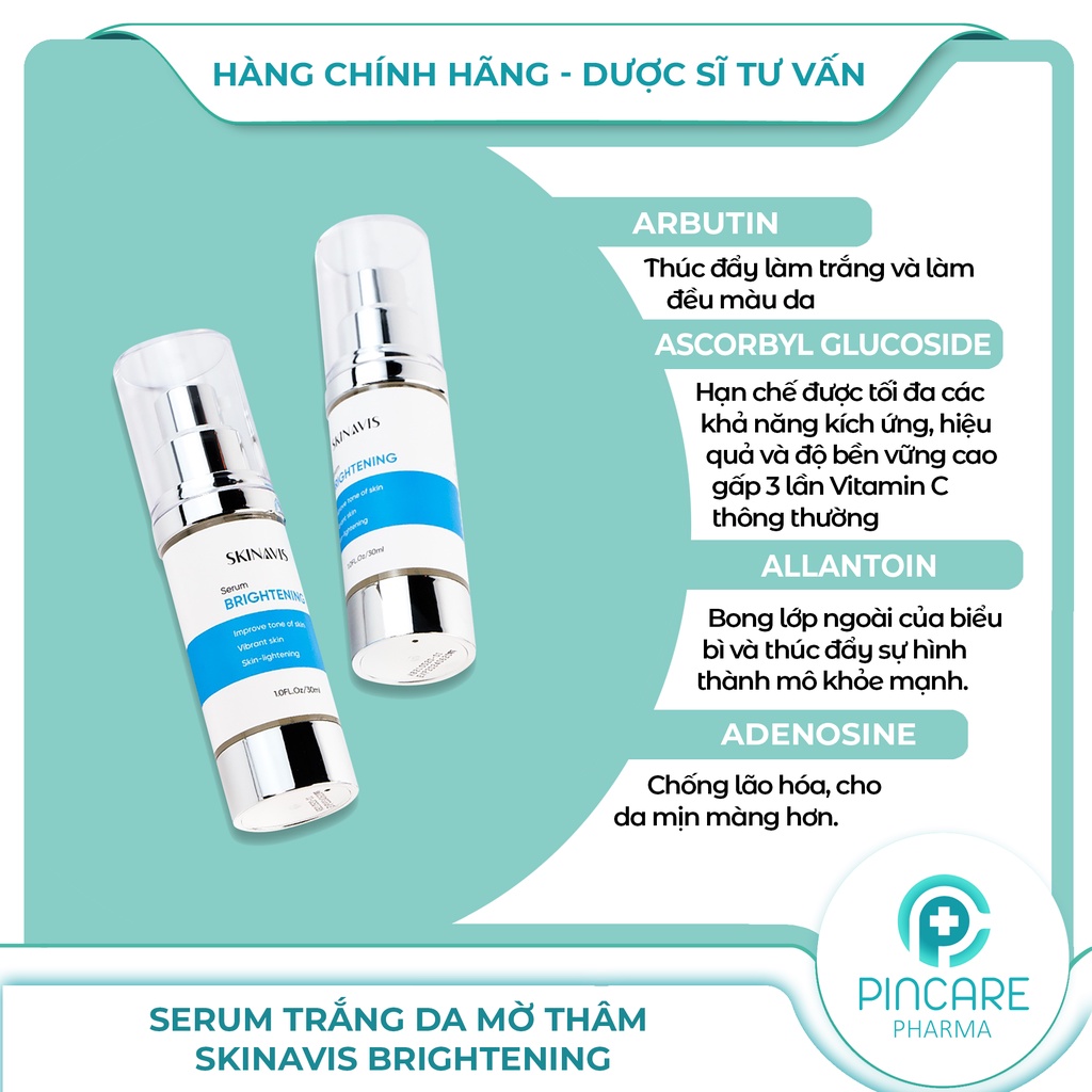 Serum trắng da mờ thâm SKINAVIS Serum Brightening 30ml  - Hàng chính hãng - Nhà thuốc PinCare
