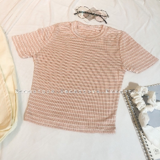 Áo croptop sọc basic tay ngắn (Freesize - Giá rẻ - Ảnh thật tự chụp)