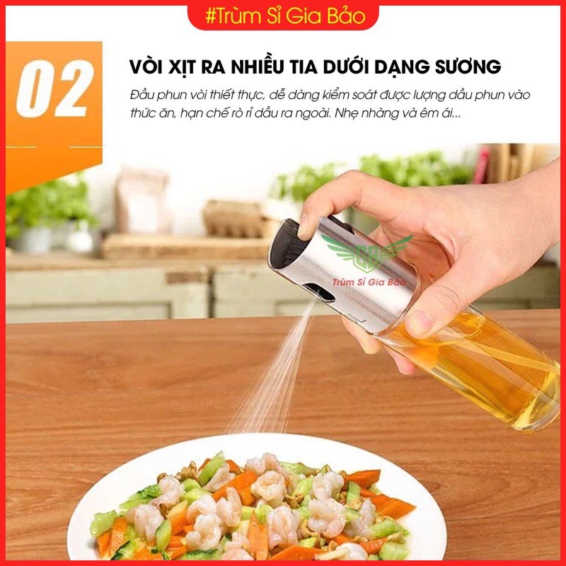 Bình xịt dầu ăn thuỷ tinh dung tích 100ml , chai lọ phun dầu lên thực phẩm dùng cho nồi chiên không dầu nhà bếp.