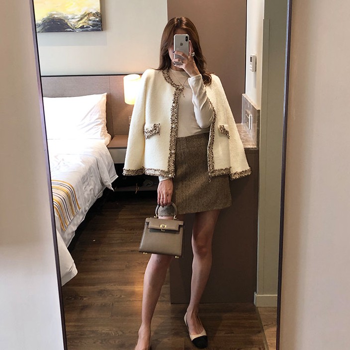 (HÀNG ORDER) Áo len lông viền tweed GNCM | BigBuy360 - bigbuy360.vn