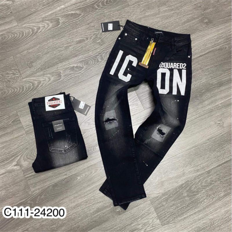 Quần jeans nam logo in thêu khoá lệch đứng form bền đẹp | WebRaoVat - webraovat.net.vn