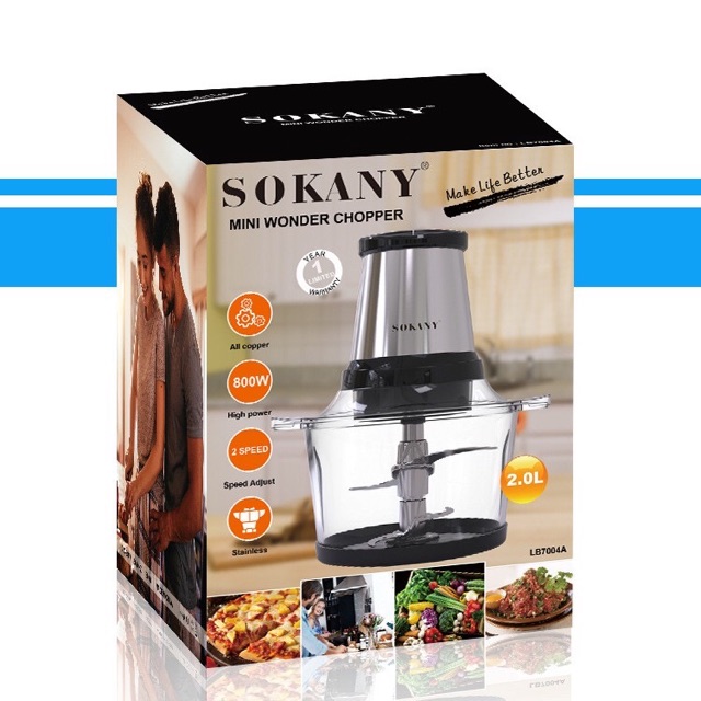 ❄️Máy xay thịt, xay đa năng Sokany 7004A 800W cối thủy tinh