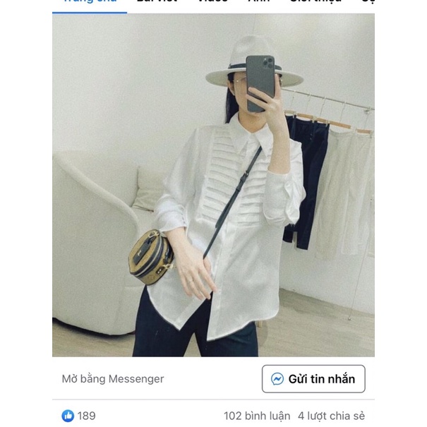 Áo sơ mi xếp li ngực dấu nẹp