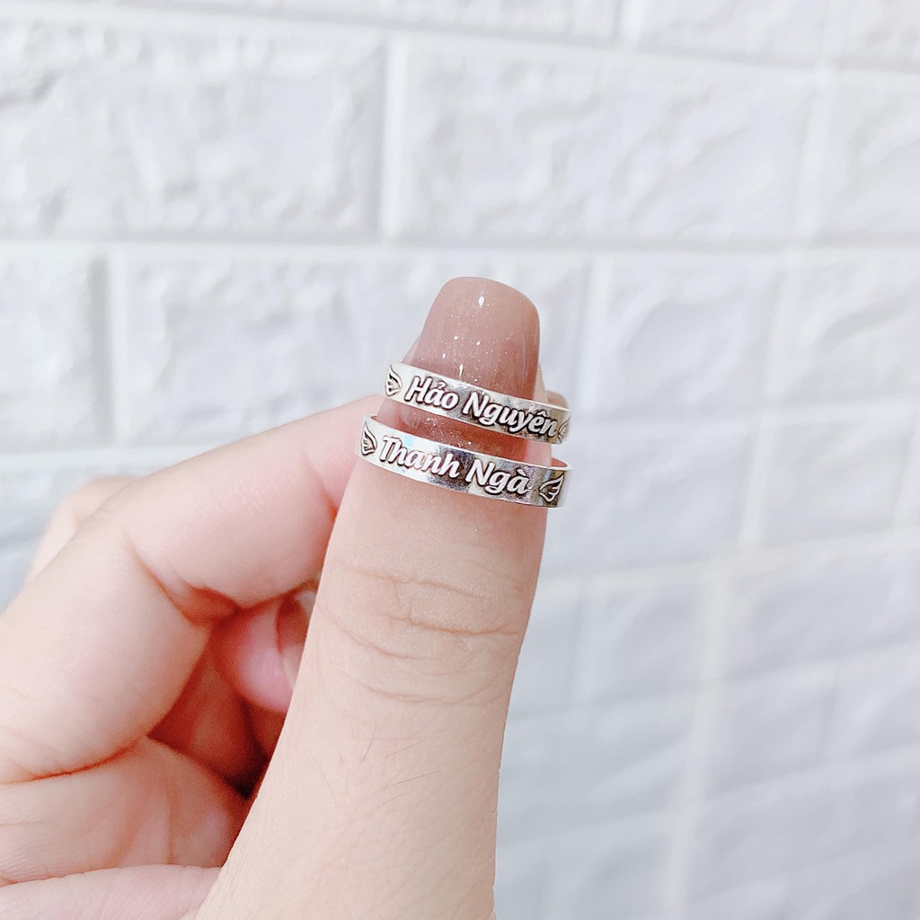 Nhẫn bạc đôi bạn thân bạc ta AC190 khắc chữ theo yêu cầu Vàng bạc an chi