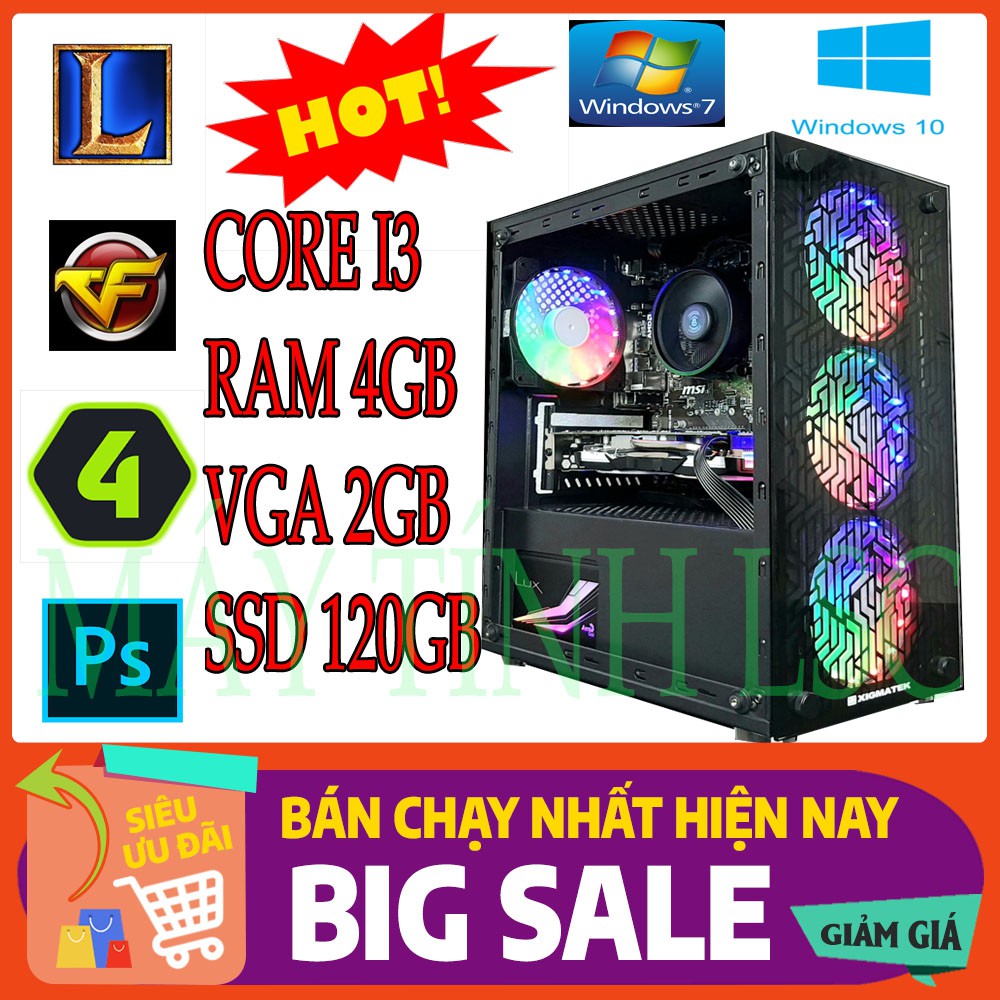 Bộ máy tính Game Led CPU Core i7/ i5/ i3 Chơi PUBG,LOL, CF, Fifa4, Đế chế - Quà Tặng Khủng