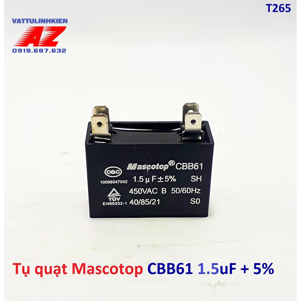 Tụ điện MASCOTOP CBB61 Loai 1uF-1.5uF-2uF-2.5uF-3uF-4uF-5uF-6uF +-5%