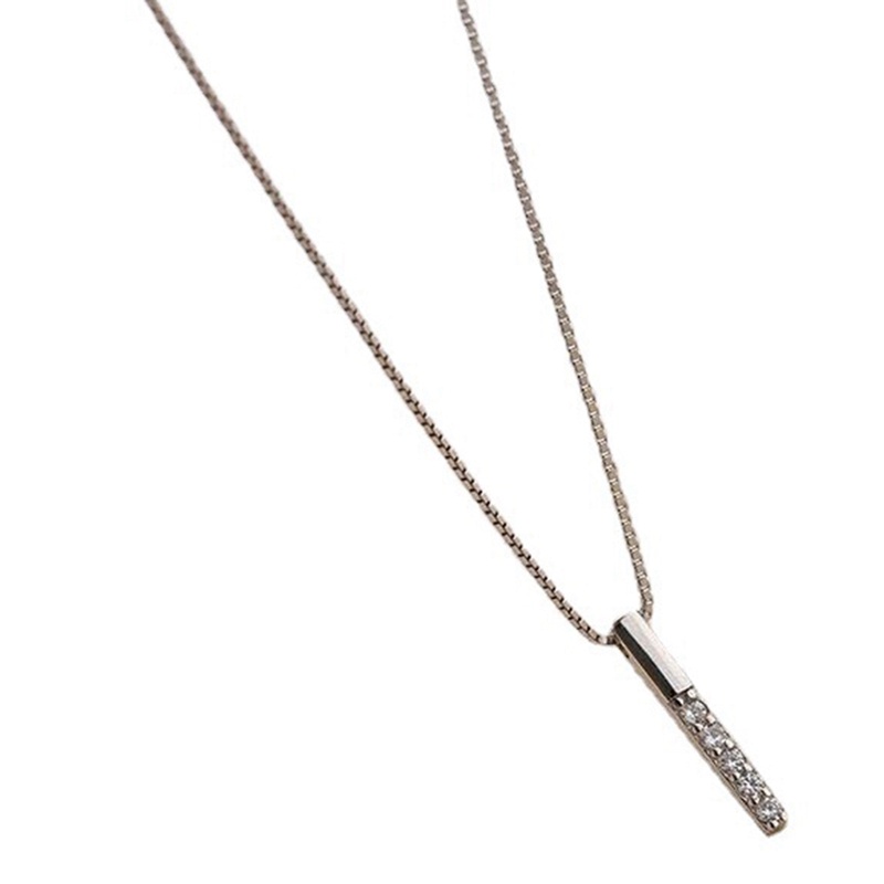 Vòng cổ Bạc Mặt Hình Học Đính Đá Zircon Màu Sắc Thanh Lịch Dành Cho Nữ