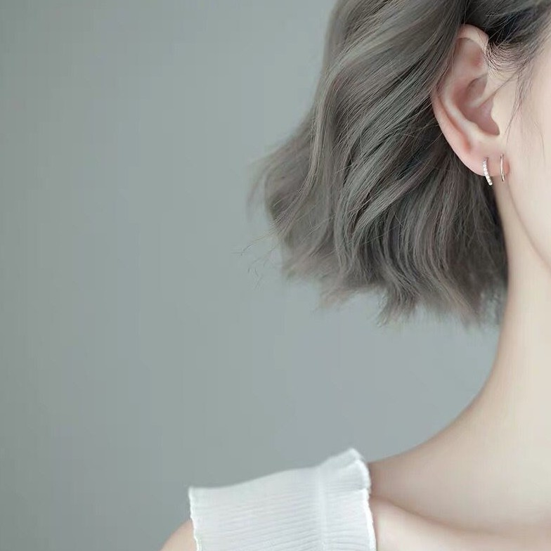 Khuyên tai bông tai nữ bạc s925 xỏ xoắn sóng uống lượn dài đính đá Cá jewelry KB48