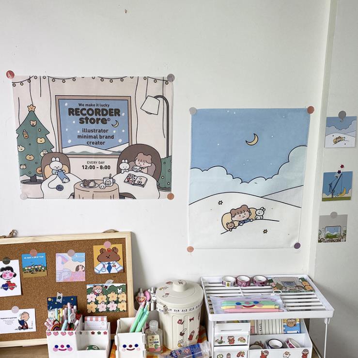 Vải treo tường trang trí phòng hình mặt trăng và em bé