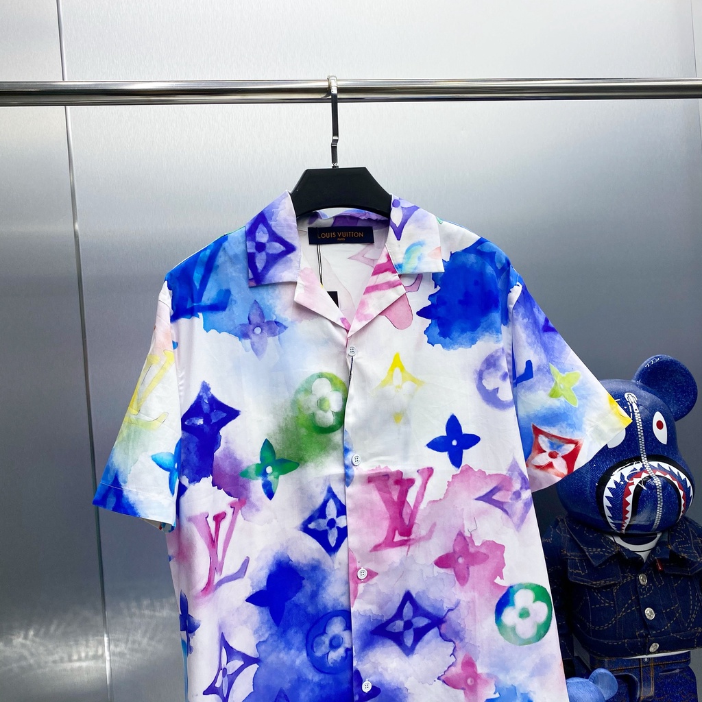 Áo sơ mi cộc tay LV logo 7 màu SIZE S-XL