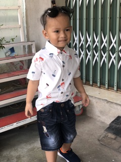 Sét Jean Lửng Sơmi Bé Trai 10—-24 kg