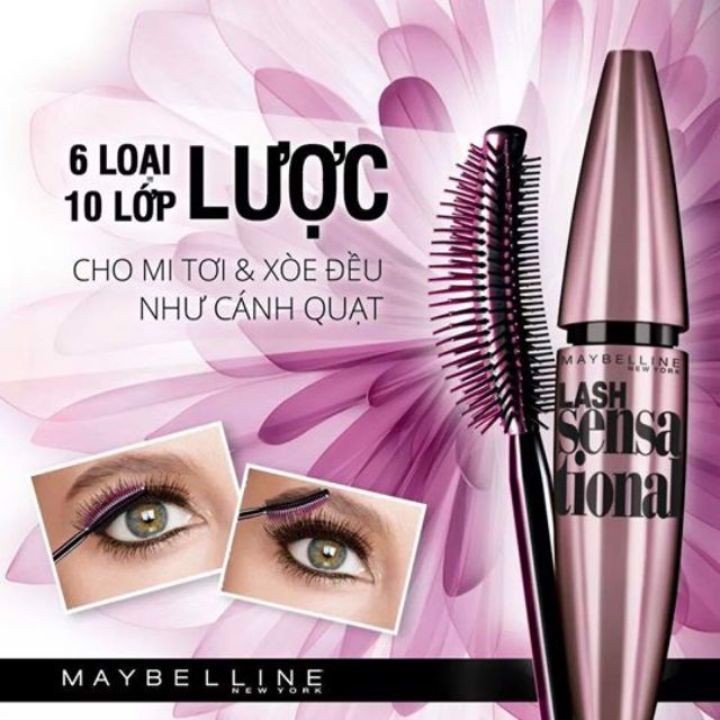 Mascara Maybelline Lash Sensational Hồng Nude 💖 𝘍𝘳𝘦𝘦𝘴𝘩𝘪𝘱 💖 Chuốt Mi Giữ Mi Cong, Không Vón Cục, Không Lem - Kun Store