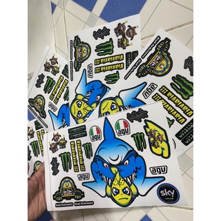 Tem dán nón 1/2 cá mập xanh vàng
