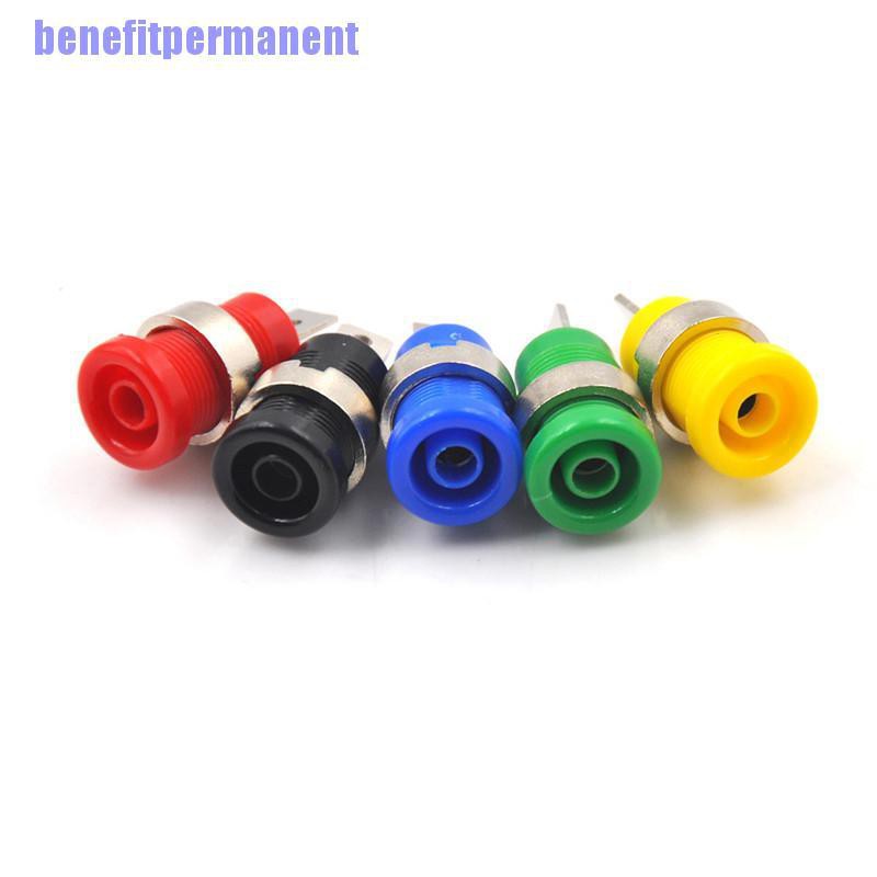 Benefitpermanent✹★ 5Pcs 4Mm Banana Plugs Female Jack Socket Plug Wire Connector 5 Colors