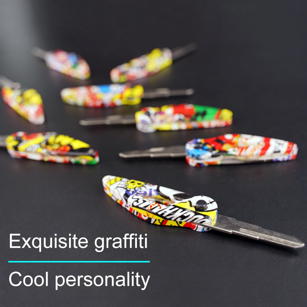 Chìa khóa dạng gập trang trí họa tiết Graffiti cho xe moto